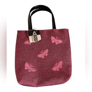 Y2K Vintage InDesign Purple Glitter Embroidered Butterfly Mini Tote‎ Bag Purse